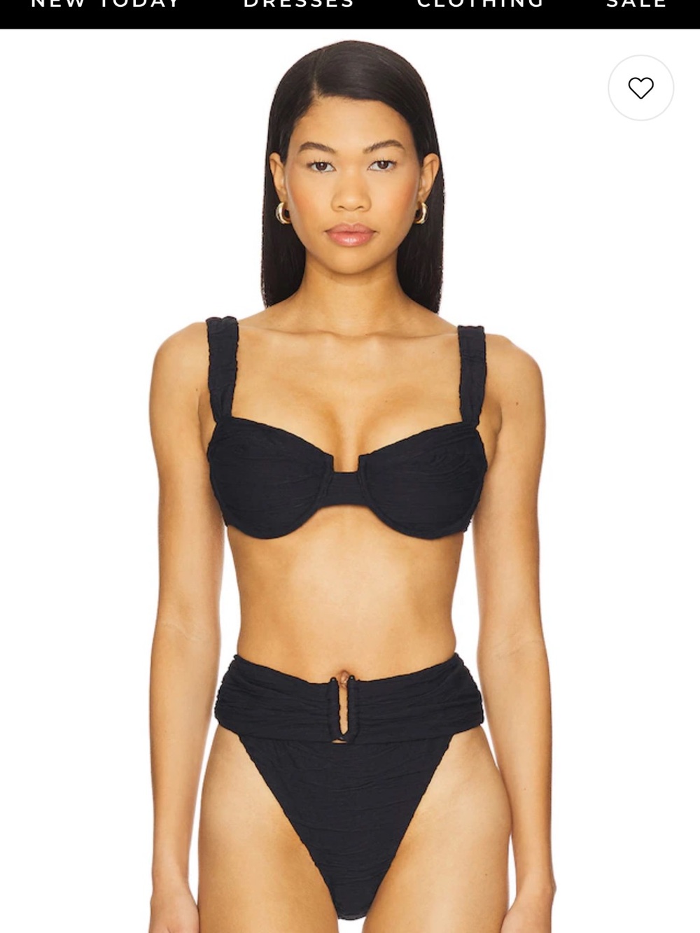 Ruched Black Underwire Bikini Set with Wide Straps